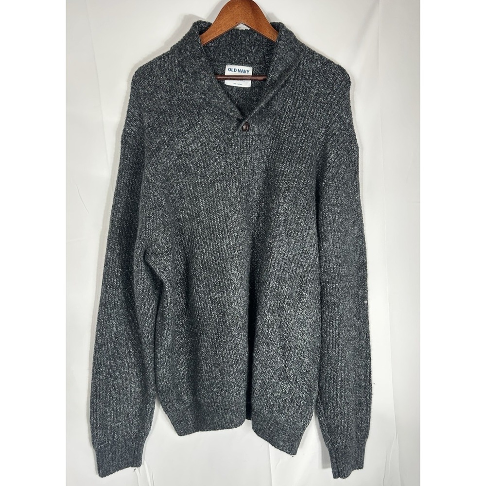 Old Navy Men Shawl‎ Collar Cardigan Grey Size XXL Wool Blend Preppy Academia